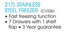 Smeg 217L Stainless Steel Freezer(CV236)-Each