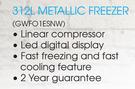 LG 312L Metallic Freezer(GWFO1ESNW)-Each