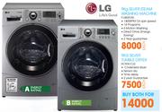 LG 9Kg Silver Steam Washing Machine (F1480FDS5) + LG 9Kg Silver Tumble Dryer (RC9041C3Z)