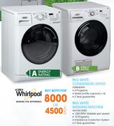 Whirlpool 8KG Washing Machine (AWOE81200D) Plus 8KG White Condensor / Dryer (AZB8680WH)