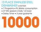 Smeg 13 Place Stainless Steel Dishwasher(LVS375SX)