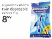 Supermax Men's Twin Disposable Razors-5's