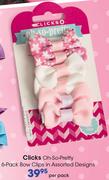 Clicks Oh-So-Pretty 6-Pack Bow Clips In Assorted Designs-Per Pack