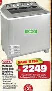 Defy Metallic Twin Tub Washing Machine-13kg(DTT166)