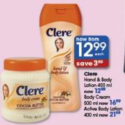 Clere Hand & Body Lotion-400ml Each