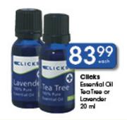 Clicks Essential Oil Tea Tree or Lavender-20ml Each
