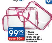 Clicks 3-Piece Clear Toiletry Bag Set-Per Set