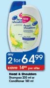 Head & Shoulders Shampoo-200ml Or Conditioner-190ml 