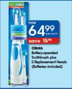 Clicks Battery-Operated Toothbrush Plus 2 Replacement Heads