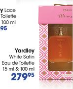 Yardley White Satin Eau De Toilette 15%-100ml Each