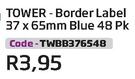 Tower Border Label 48PK 37 x 65mm (TWBB376548)