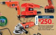 Black & Decker Angle Grinder-115mm 900W, Hammer Drill-500W 10mm Keyed Chuck, Jigsaw-400W Or Sander-1