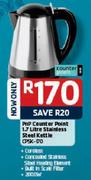 PnP Counter Point 1.7L Stainless Steel Kettle CPSK-170