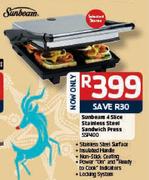 Sunbeam 4-Slice Stainless Steel Sandwich Press SSP400