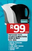 PnP Counter Point 1.7L Cordless Kettle White Or Black