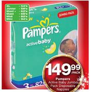 Pampers Active Baby Jumbo Pack Disposable Nappies