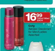 Coty Aerosol Deodorant For Men/Ladies 120ml/150ml