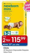 Clicks Newborn Disposable Nappies-2x42's Pack