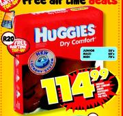 Huggies Dry Comfort Jumbo Disposable Nappies Junior-58's Per Pack