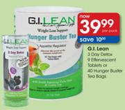 G.I.Lean 3 Days Detox 9 Effervescent Tablets Or Hunger Buster Tea Bags-40's