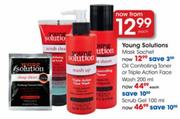 Young Solutions Oil Controlling Toner or Triple Action Face Wash 200 ml-Each