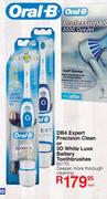 Oral-B Expert Precision Clean or 3D White Luxe Battery Toothbrushes-Each