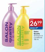 Salon Quality Shampoo or Conditioner-750ml each