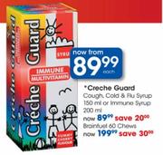 Creche Guard Cough, Cold & Flu Syrup-150ml Or Immune Syrup-200ml