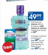 Listerine Antiseptic, Coolminy Or Freshburst-500ml