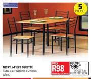 Nicky 5-Piece Dinette Table-1200mmx720mm
