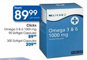 Omega 3 & 6 1000 mg softgel Capsules-90 Capsules per pack 