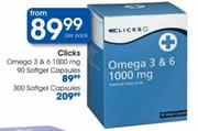 Omega 3 & 6 1000 mg softgel Capsules-300 Capsules per pack 