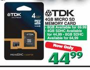 TDK Micro SD Memory Card-4GB 
