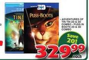  Adventures Of Tin Tin 2D&3D Combo/Puss In Boots 2D&3D Combo