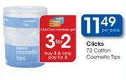 Clicks 72 Cotton Cosmetic Tips-per pack