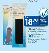 Clicks Pedicure Cooling, Aluminium or Latex Insoles-per pair