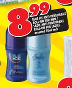 Blue Ice Anti-Perspirant Roll-On For Men/Sadie Anti-Perspirant Roll-On For Ladies Assorted-50ml Each