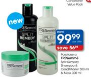 Tresemme Split Remedy Shampoo & Conditioner 500ml & Mask 300ml-Per Offer