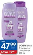 L'Oreal Elvive Shampoo Or Conditioner-400ml Each