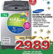 SAMSUNG SILVER TOP LOAD WASHING MACHINE (Model WA13V9XIP)