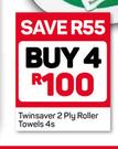 Twinsaver 2 Ply Roler Towels-4x4s