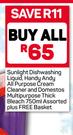 Sunlight Dishwashing Liquid, Handy Andy All Purpose Cream Combo-For All