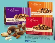 D.licious Chocolate Coated Nut Selection, Brazil Nuts Or Almonds-125G Per Pack