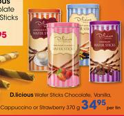 D.licious Wafer Sticks Chocolate,Vanilla,Cappuccino Or Strawberry-370G Per Tin
