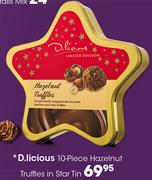 D.licious 10 Piece Hazelnut Truffles In Star Tin