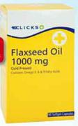 Clicks Flaxseed Oil 1000mg 90 Softgel Capsules Per Pack