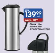 Clicks 1L Stainless Steel & Plastic Vacuum Flask-Each