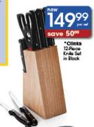 Clicks 12-Piece Knife Set In Black-Per Set