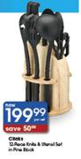 Clicks 12-Piece Knife & Utensil Set In Pine Black-Per Set