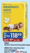 Clicks Newborn Value Pack Disposable Nappies-2's